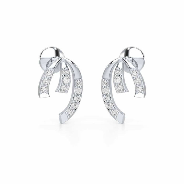 Leaf of Light Silver Earrings - White Gold - Image 1