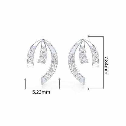 Leaf of Light Silver Earrings - White Gold - Image 2