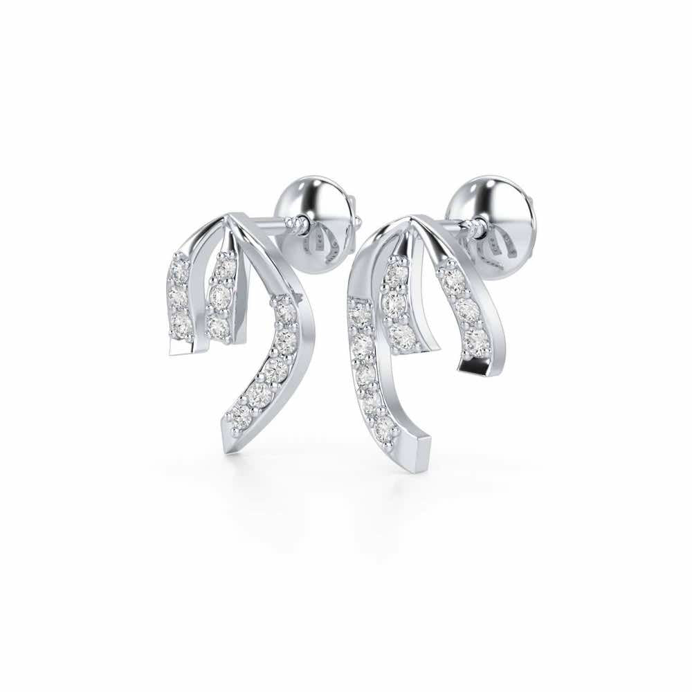 Leaf of Light Silver Earrings - White Gold - Image 3