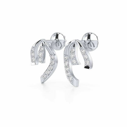 Leaf of Light Silver Earrings - White Gold - Image 3
