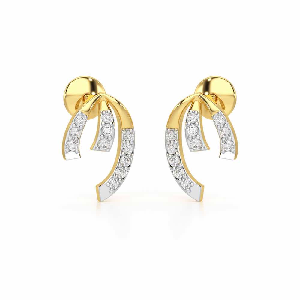 Leaf of Light Silver Earrings - Yellow Gold - Image 1