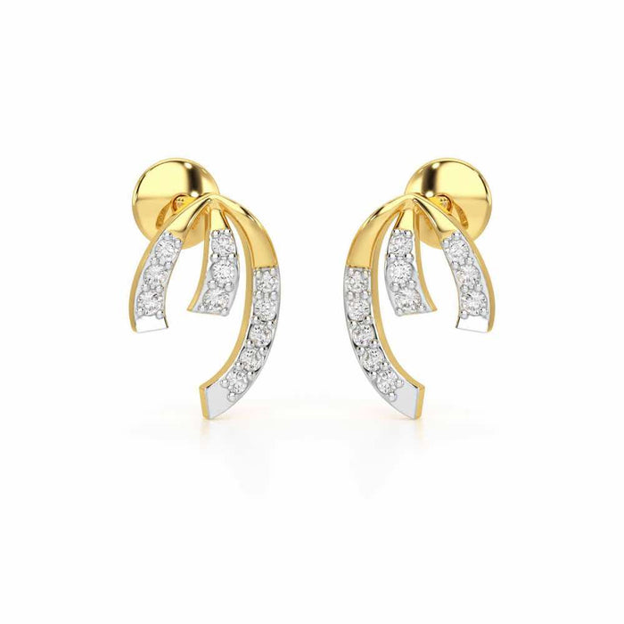 Leaf of Light Silver Earrings - Yellow Gold - Image 1