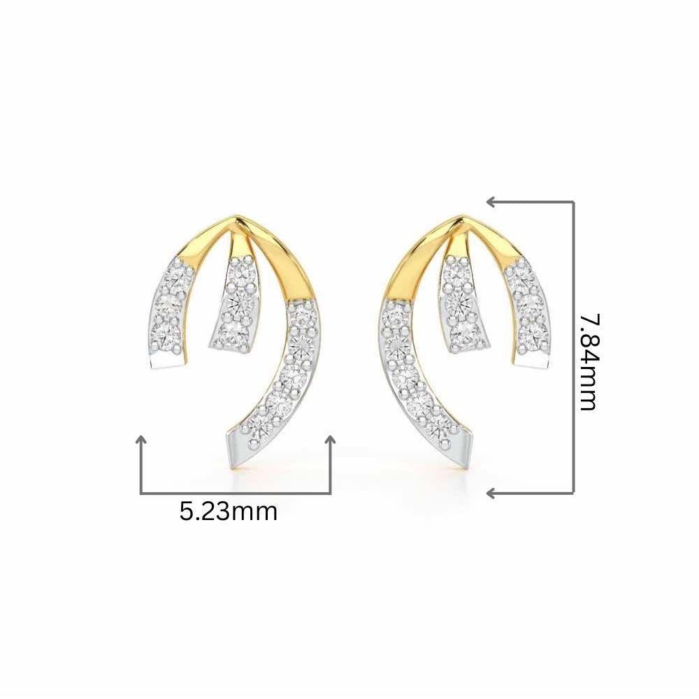Leaf of Light Silver Earrings - Yellow Gold - Image 2