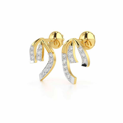 Leaf of Light Silver Earrings - Yellow Gold - Image 3