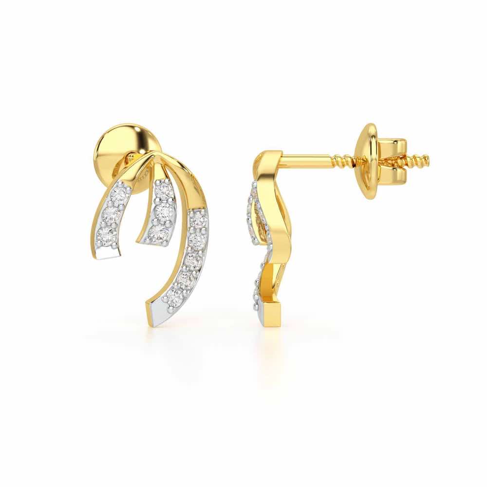Leaf of Light Silver Earrings - Yellow Gold - Image 4