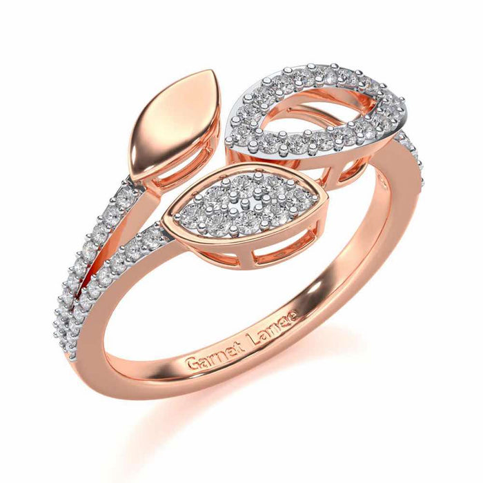 Leafy Dance Silver Ring - Rose Gold - Image 1