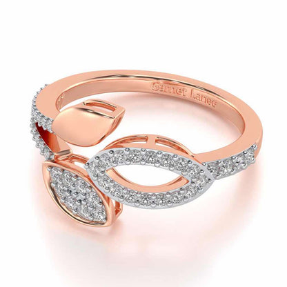 Leafy Dance Silver Ring - Rose Gold - Image 2