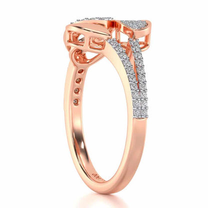 Leafy Dance Silver Ring - Rose Gold - Image 3