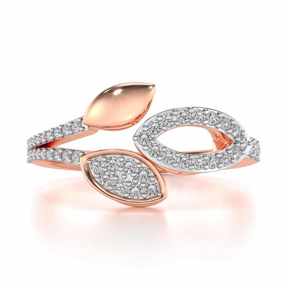 Leafy Dance Silver Ring - Rose Gold - Image 4