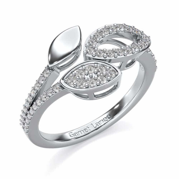 Leafy Dance Silver Ring - White Gold - Image 1