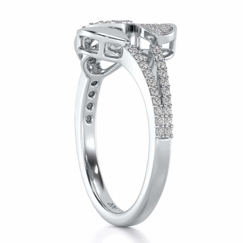 Leafy Dance Silver Ring - White Gold - Image 3