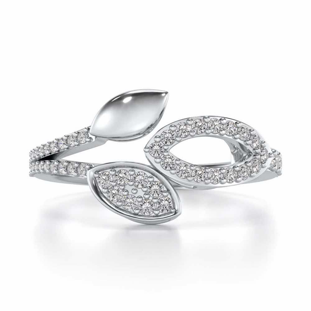 Leafy Dance Silver Ring - White Gold - Image 4