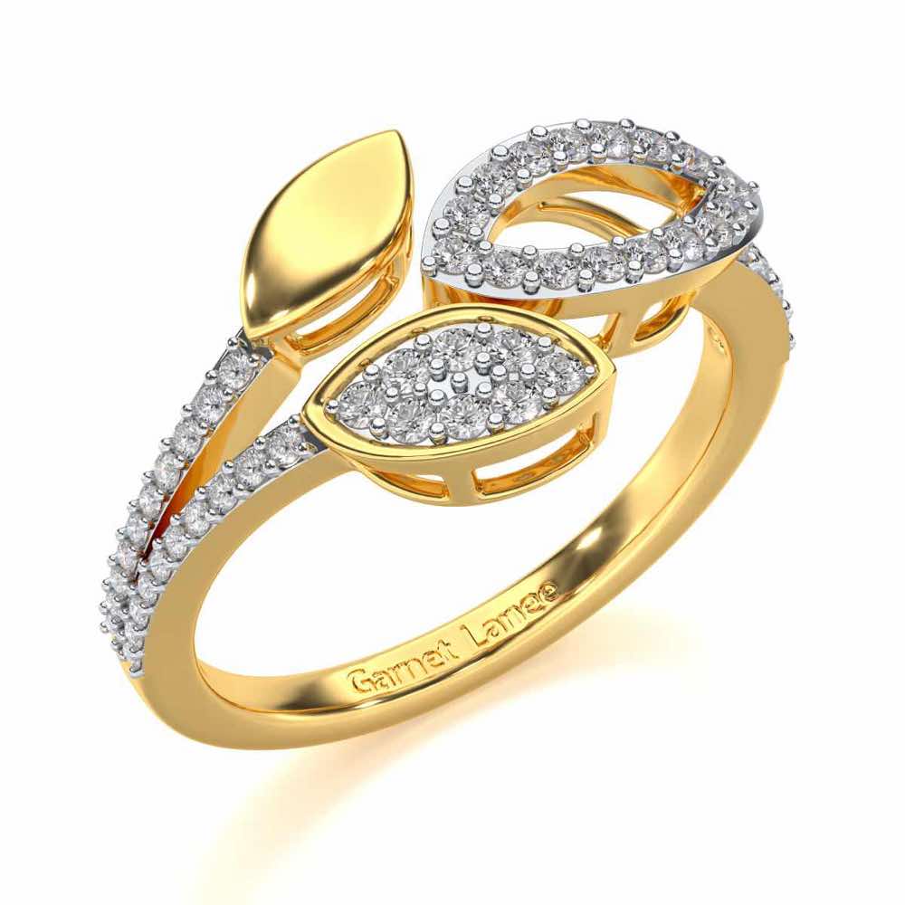 Leafy Dance Silver Ring - Yellow Gold - Image 1