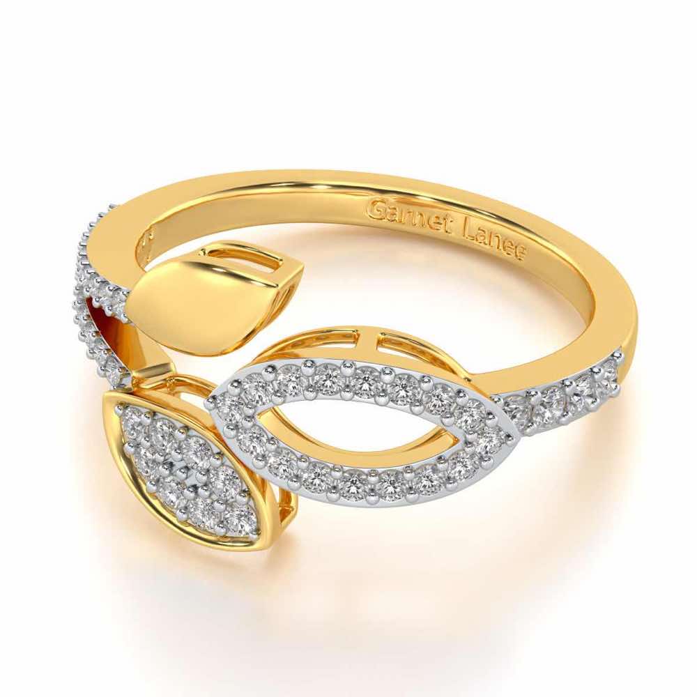 Leafy Dance Silver Ring - Yellow Gold - Image 2