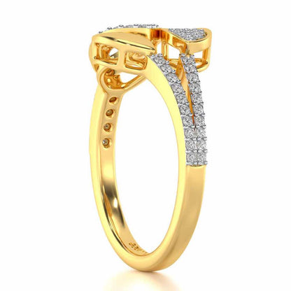 Leafy Dance Silver Ring - Yellow Gold - Image 3