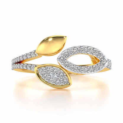 Leafy Dance Silver Ring - Yellow Gold - Image 4