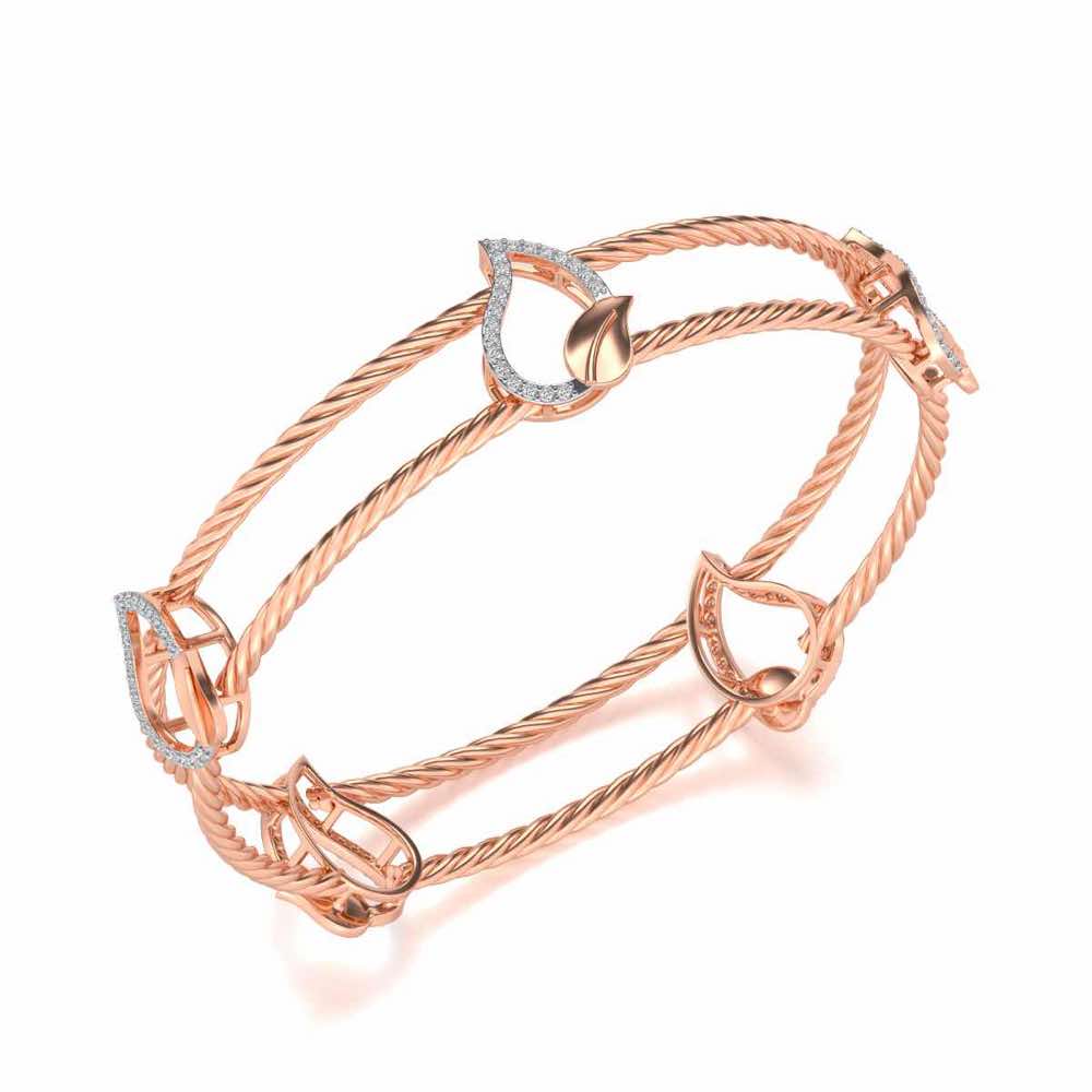 Leafy Deets Silver Bangles - Rose Gold - Image 1