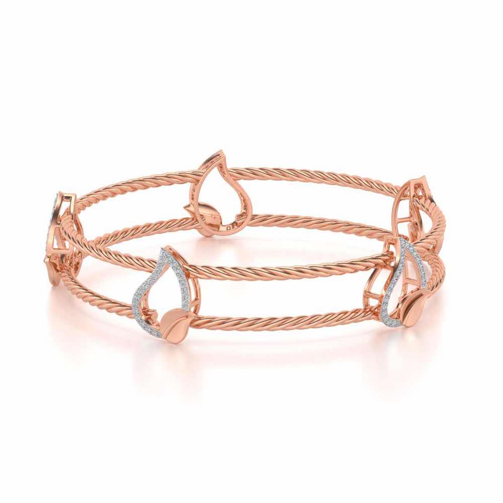 Leafy Deets Silver Bangles - Rose Gold - Image 2