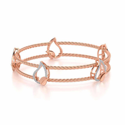 Leafy Deets Silver Bangles - Rose Gold - Image 2