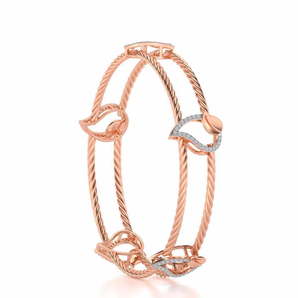Leafy Deets Silver Bangles - Rose Gold - Image 3