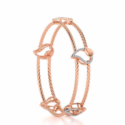 Leafy Deets Silver Bangles - Rose Gold - Image 3