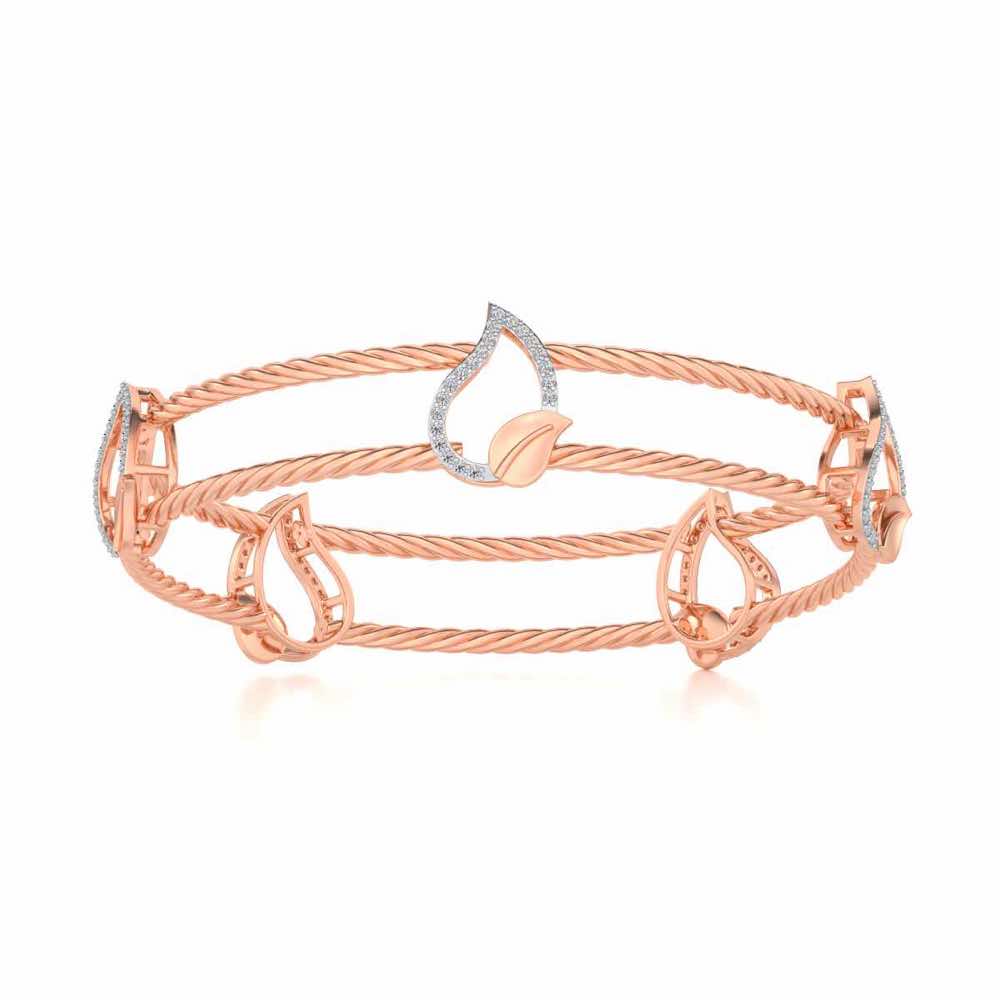 Leafy Deets Silver Bangles - Rose Gold - Image 4