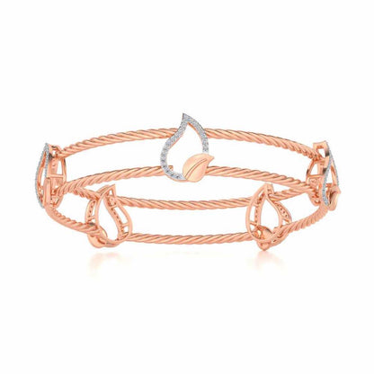 Leafy Deets Silver Bangles - Rose Gold - Image 4