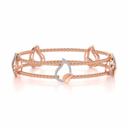 Leafy Deets Silver Bangles - Rose Gold - Image 5