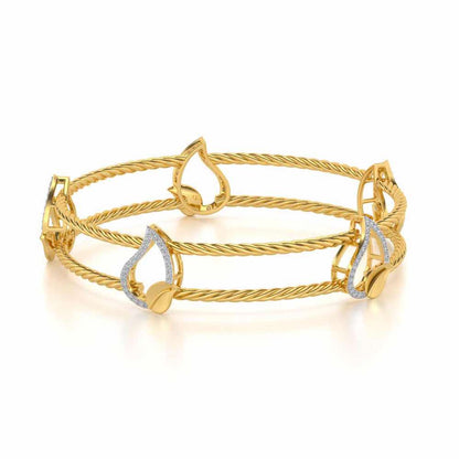 Leafy Deets Silver Bangles - Yellow Gold - Image 2