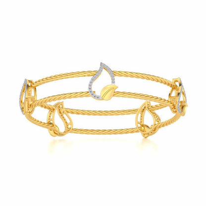 Leafy Deets Silver Bangles - Yellow Gold - Image 4