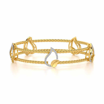 Leafy Deets Silver Bangles - Yellow Gold - Image 5