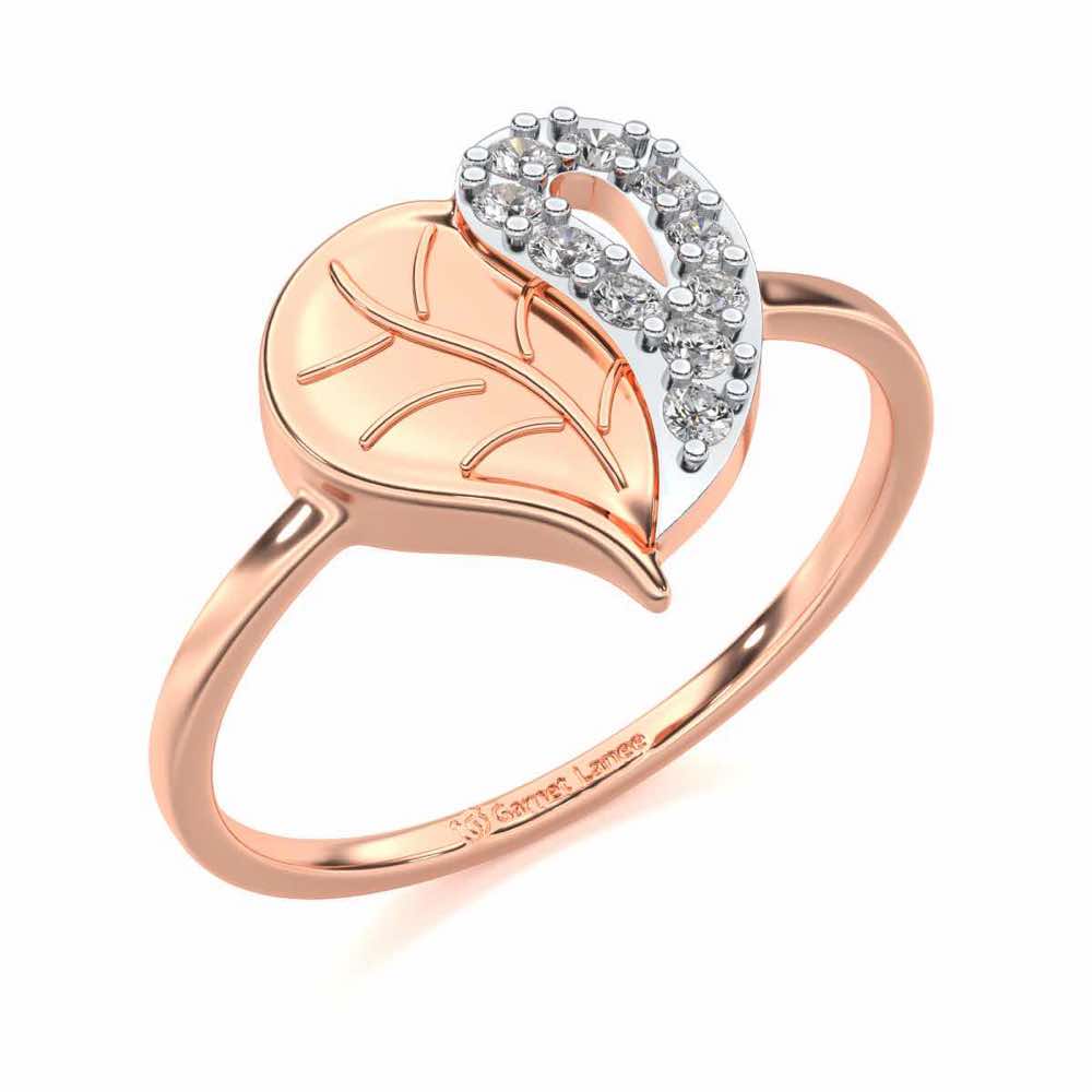 Leafy Heart Silver Ring - Rose Gold - Image 1
