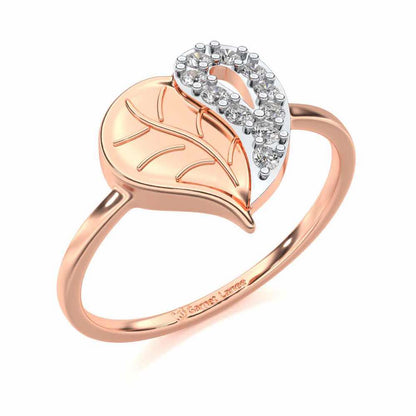 Leafy Heart Silver Ring - Rose Gold - Image 1
