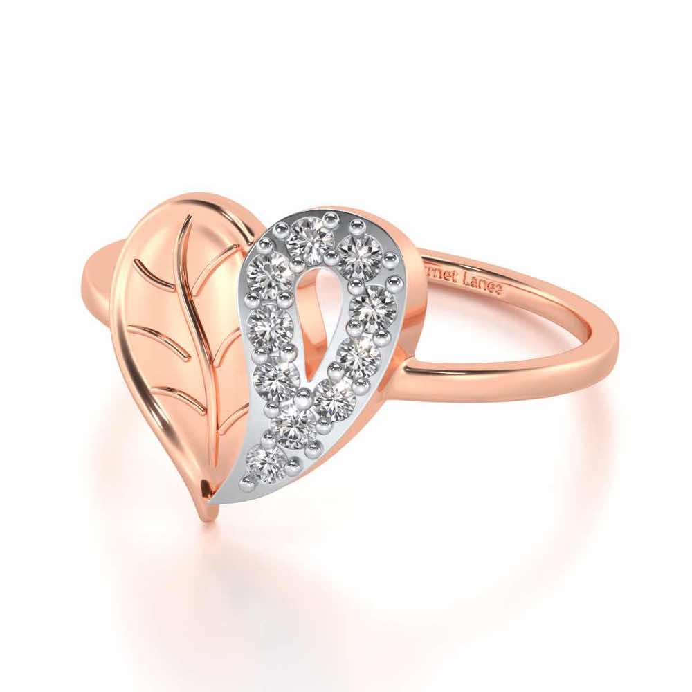 Leafy Heart Silver Ring - Rose Gold - Image 2
