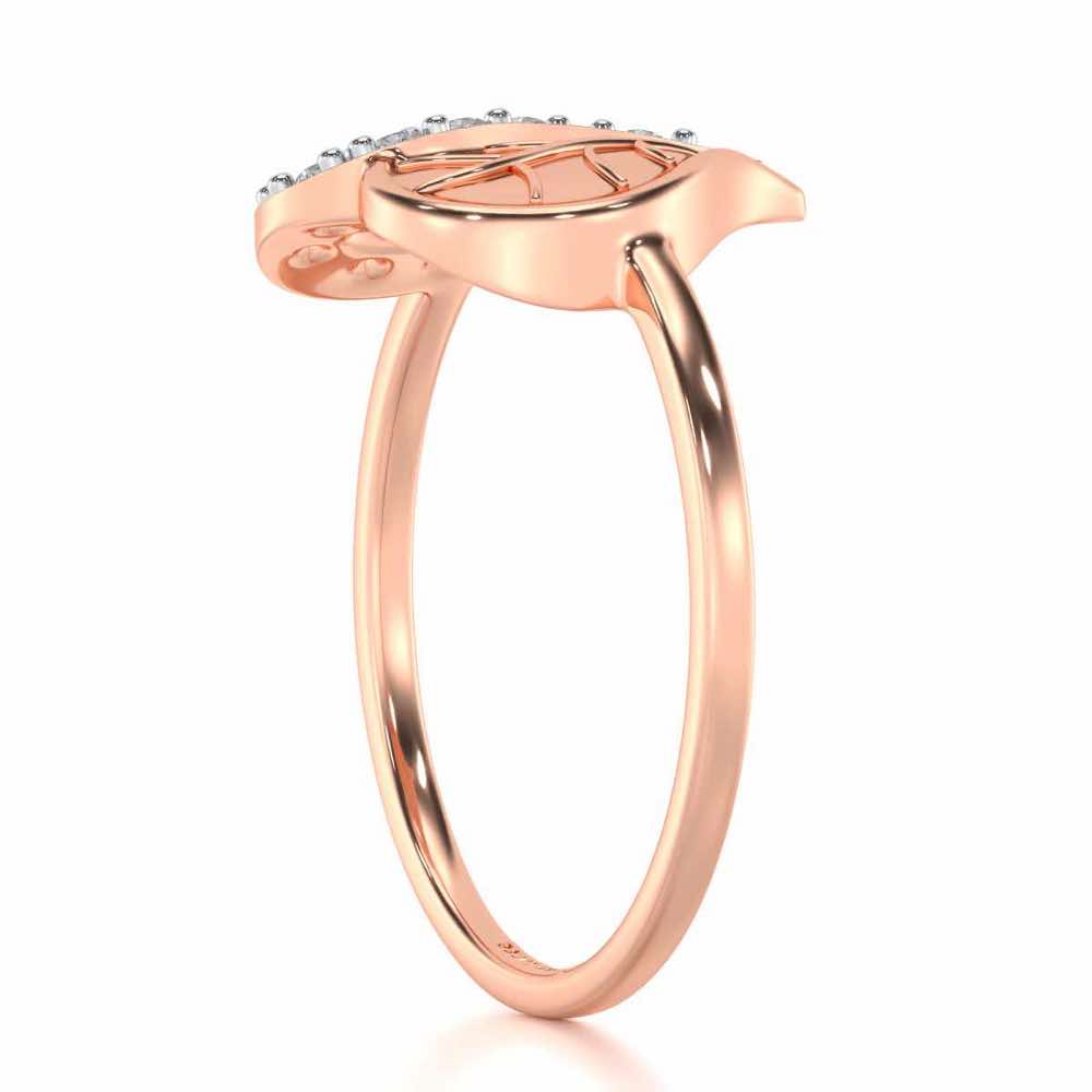 Leafy Heart Silver Ring - Rose Gold - Image 3