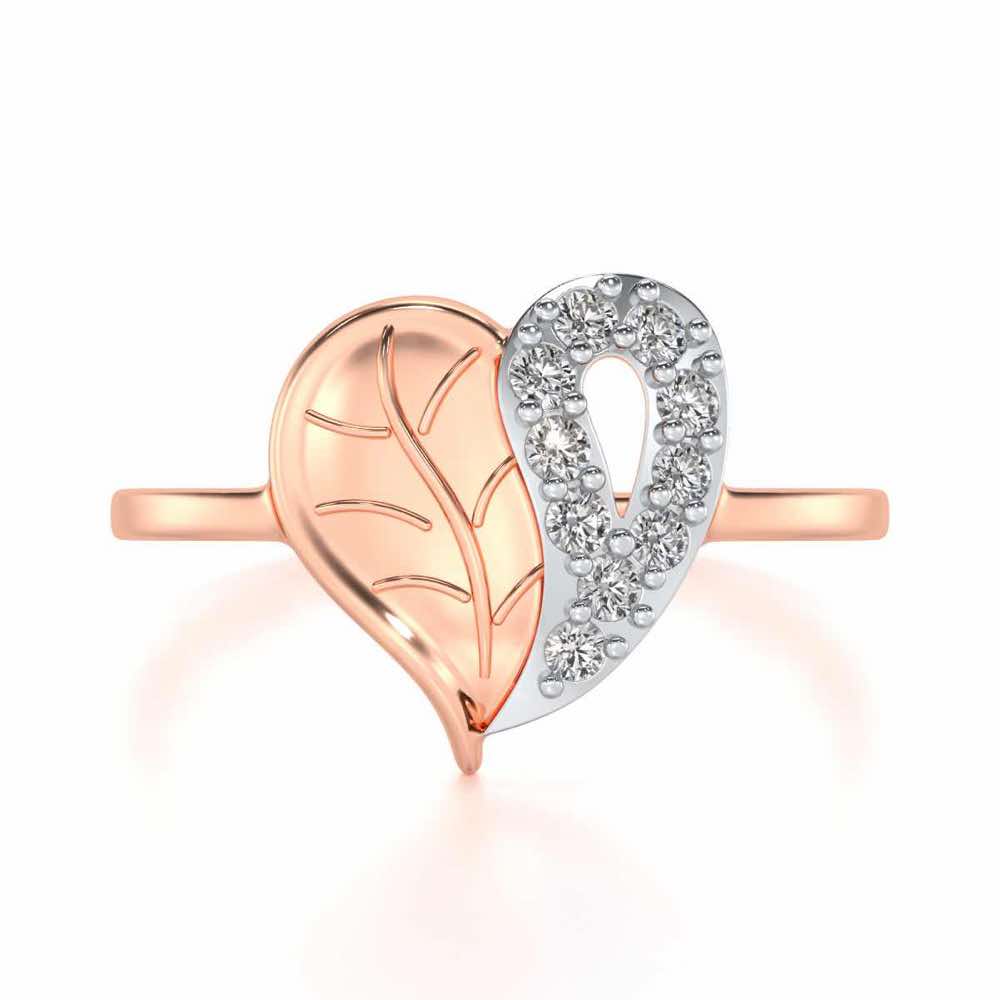 Leafy Heart Silver Ring - Rose Gold - Image 4