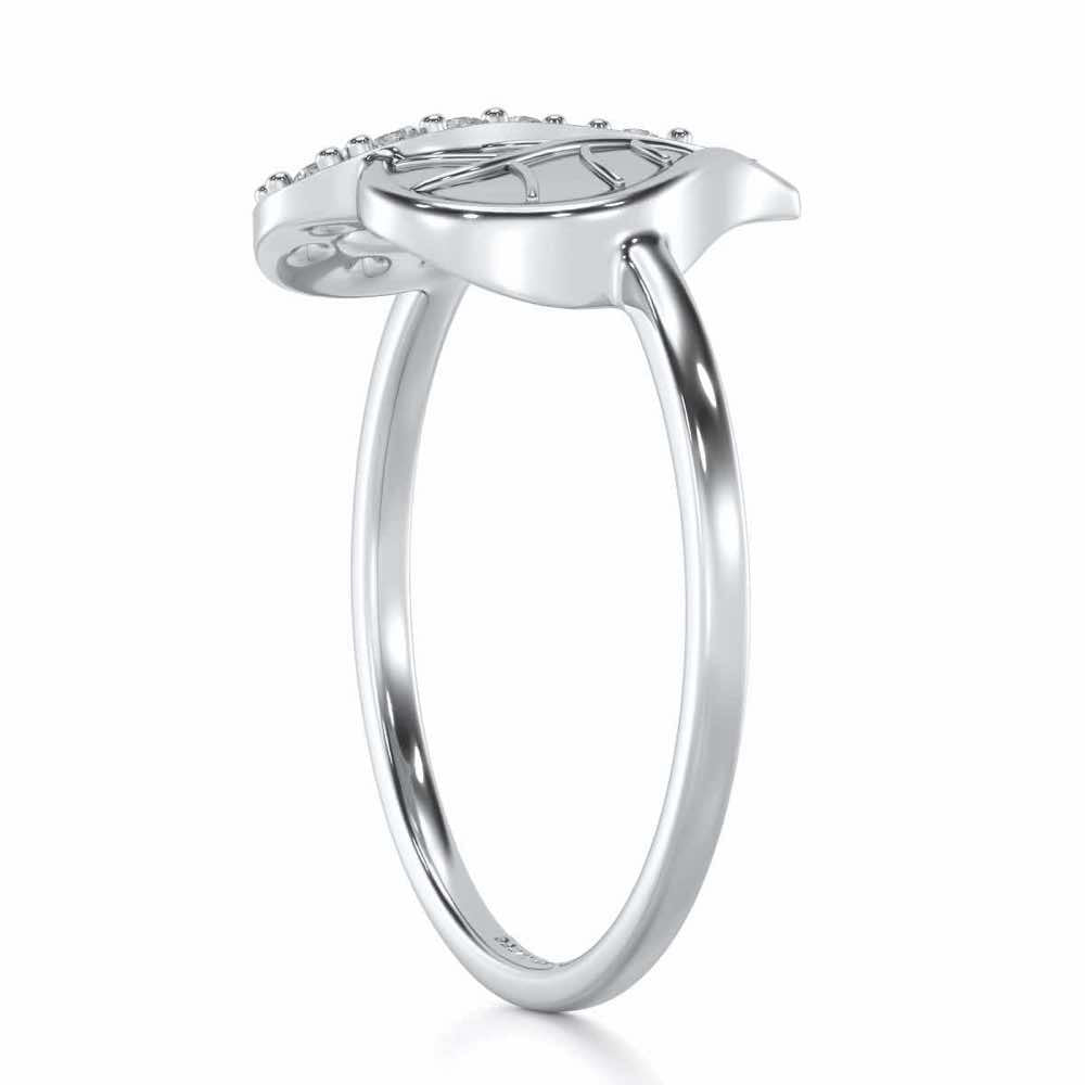 Leafy Heart Silver Ring - White Gold - Image 3