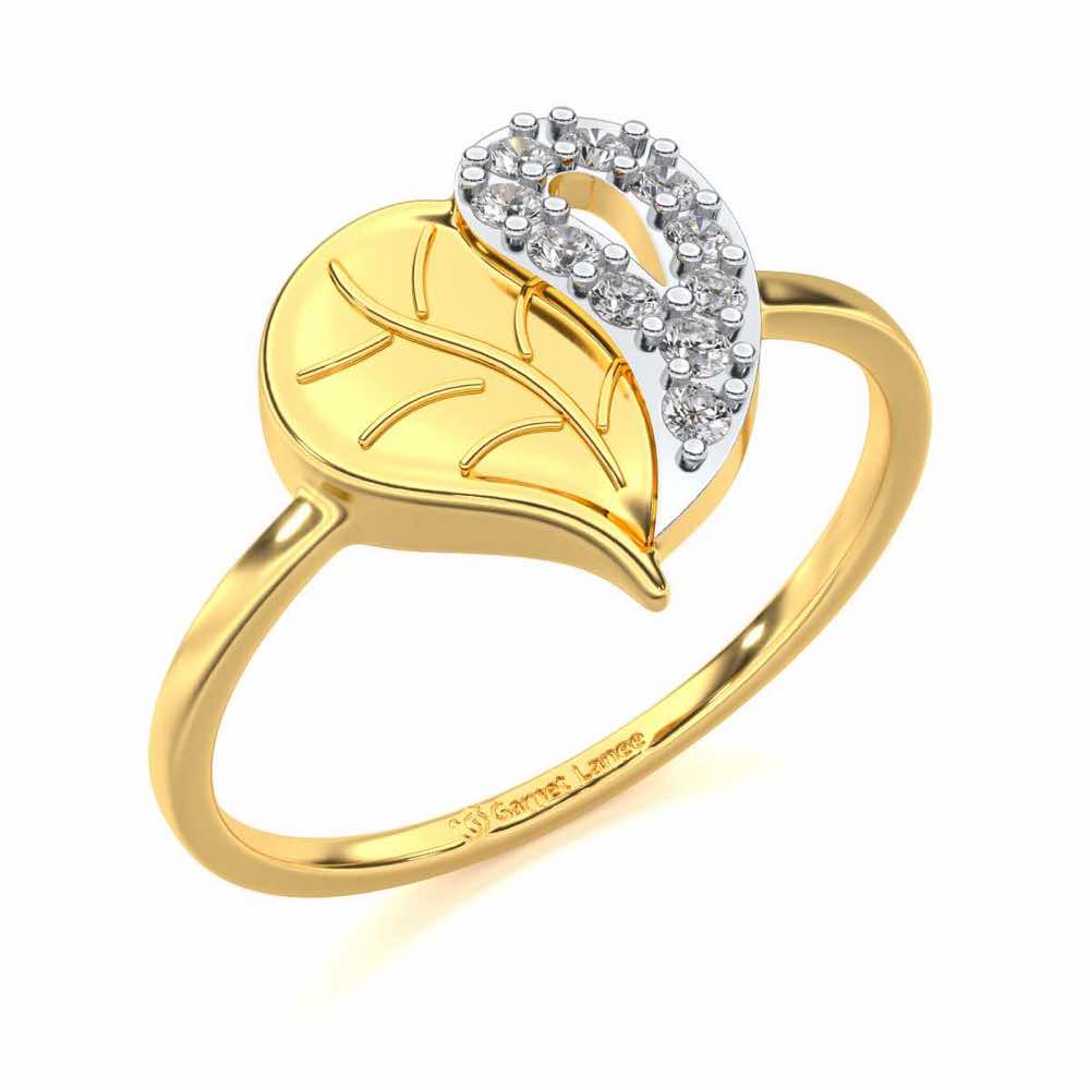 Leafy Heart Silver Ring - Yellow Gold - Image 1