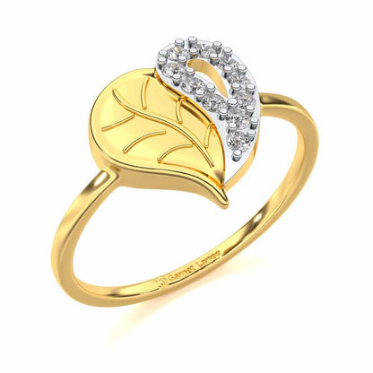 Leafy Heart Silver Ring - Yellow Gold - Image 1