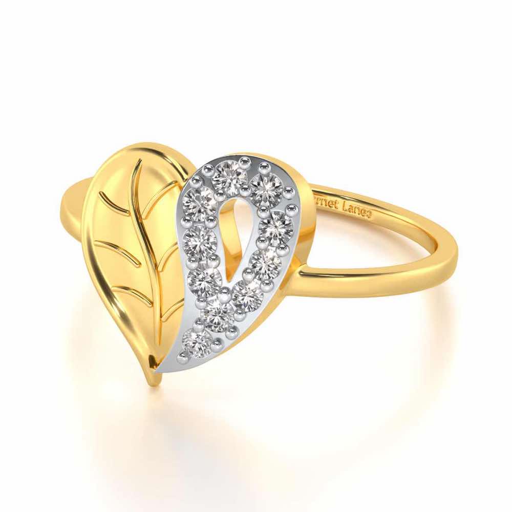 Leafy Heart Silver Ring - Yellow Gold - Image 2