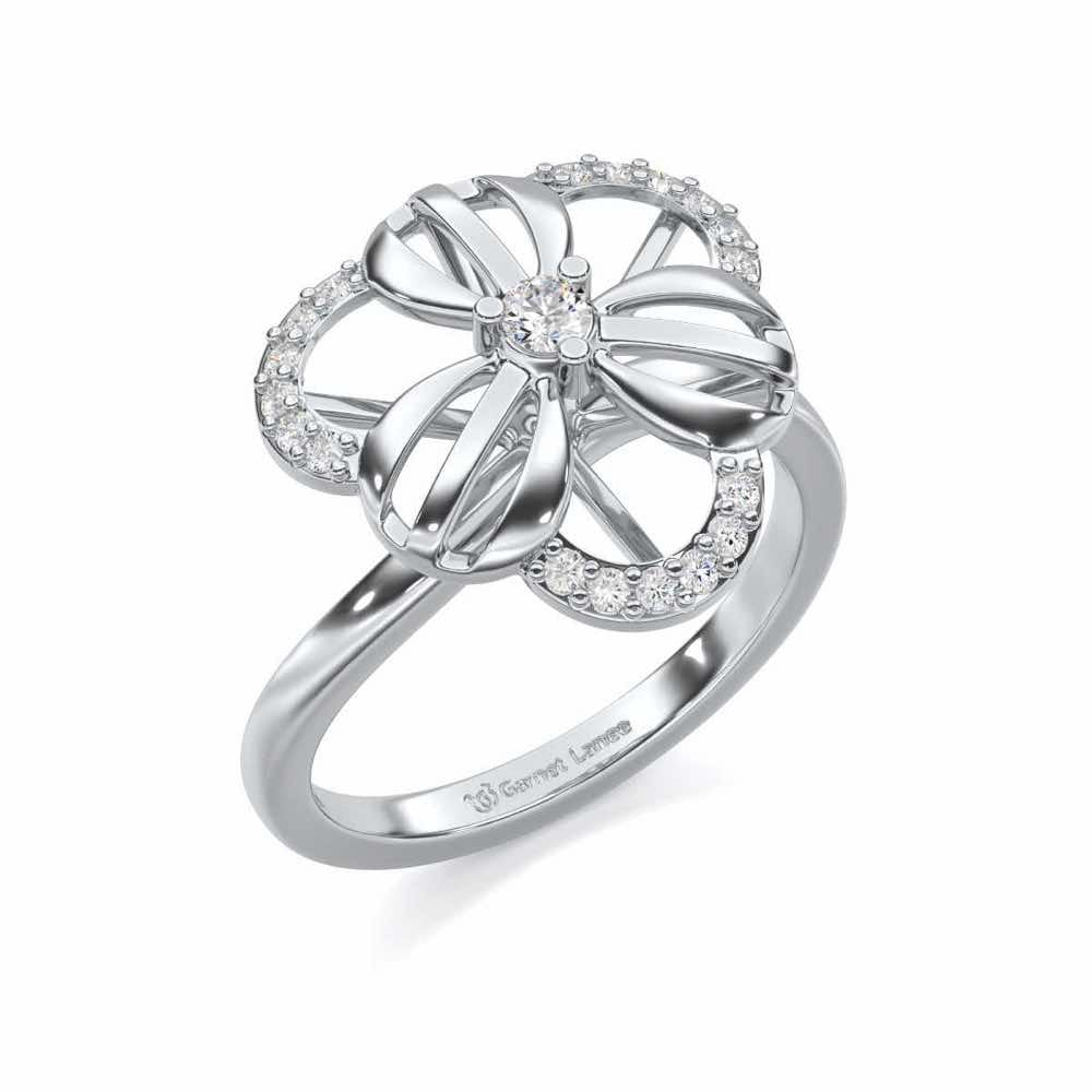 Lean Bloom Silver Ring - White Gold - Image 1