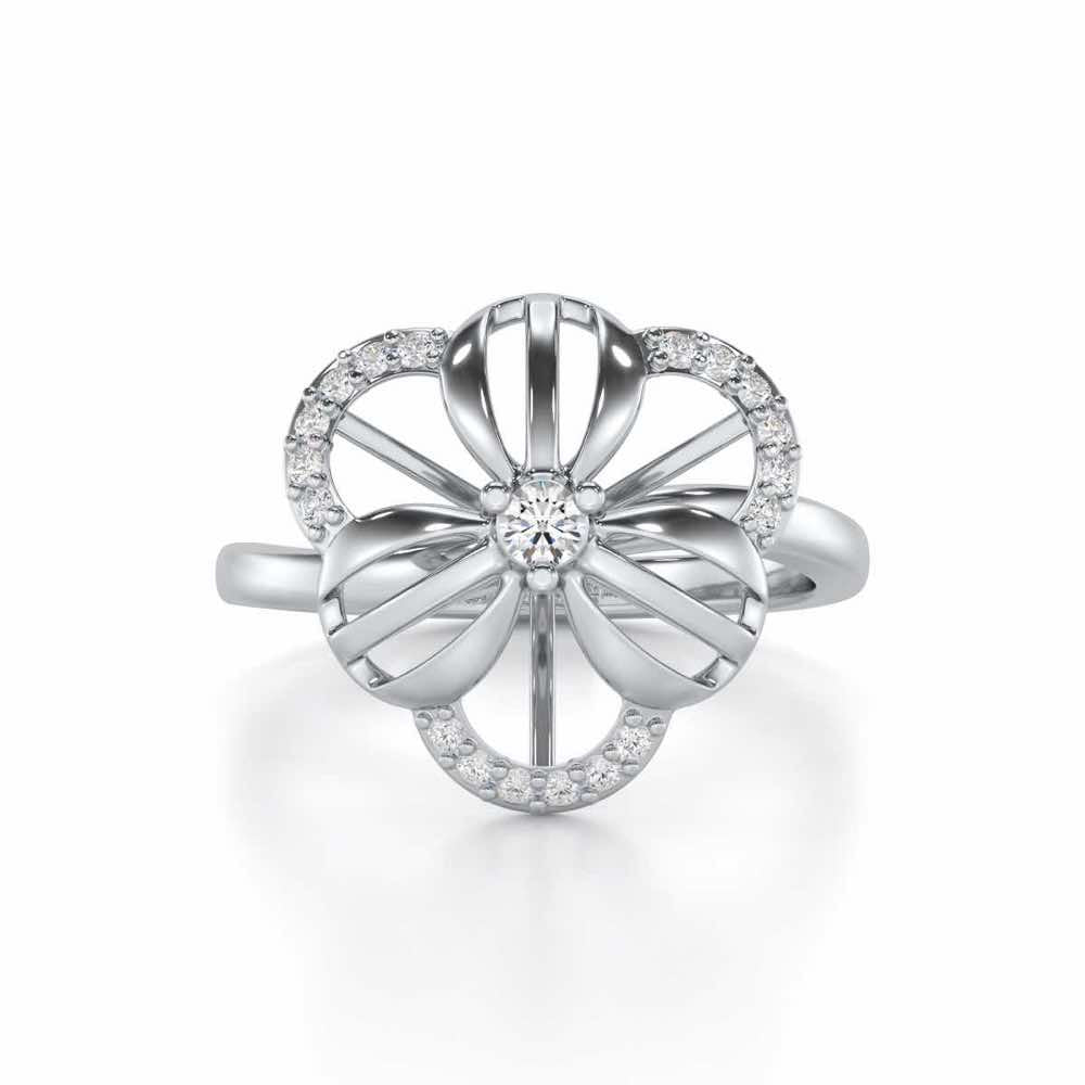Lean Bloom Silver Ring - White Gold - Image 4