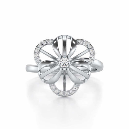 Lean Bloom Silver Ring - White Gold - Image 4