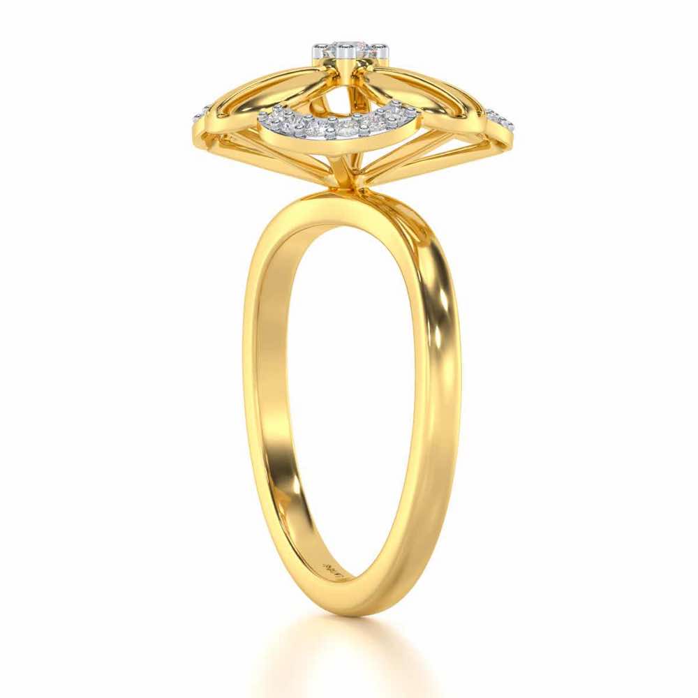 Lean Bloom Silver Ring - Yellow Gold - Image 3