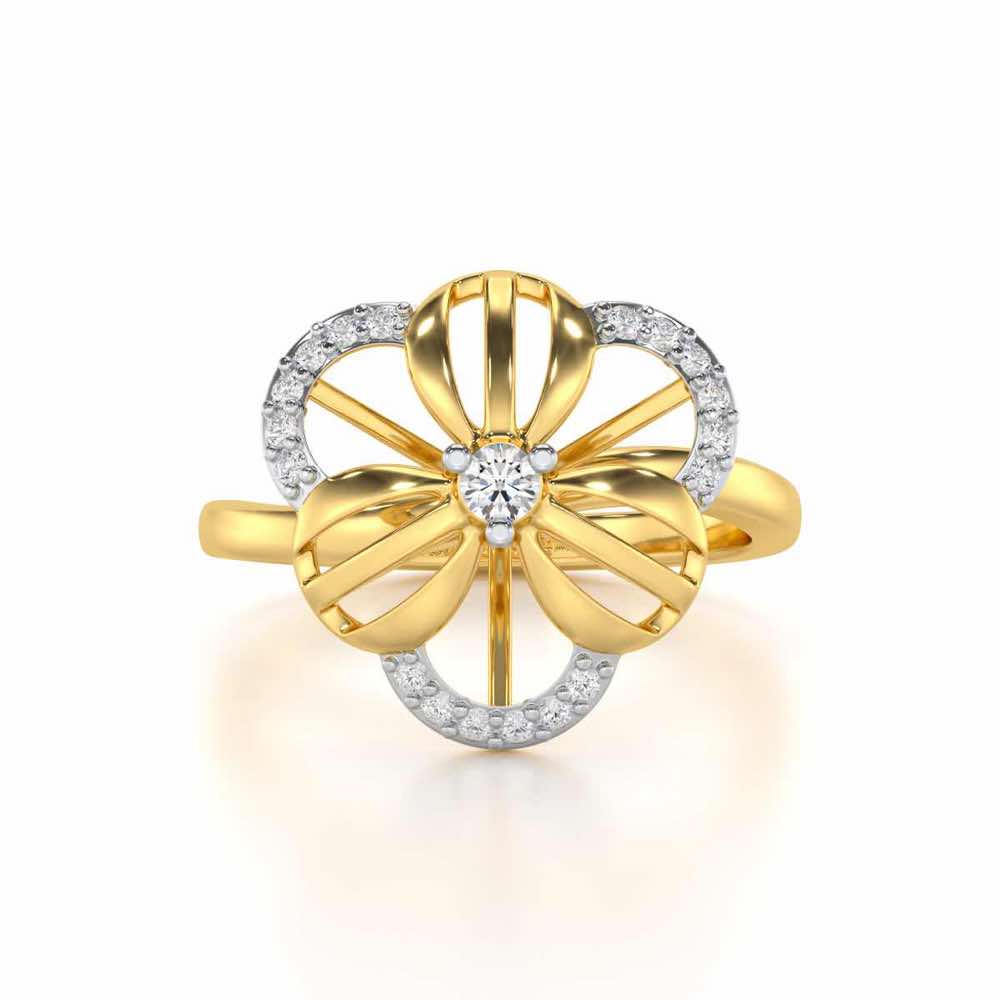 Lean Bloom Silver Ring - Yellow Gold - Image 4