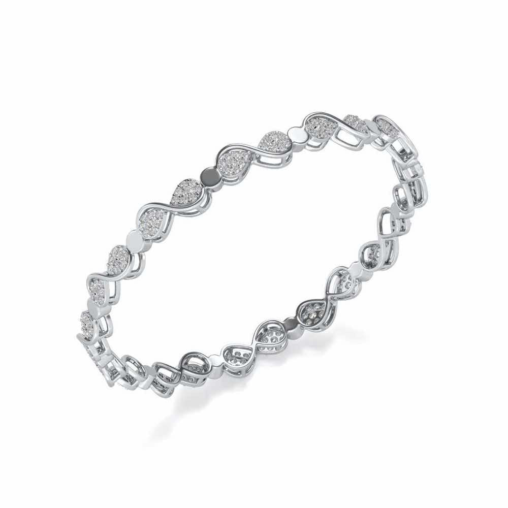 Leeway Silver Bangles - White Gold - Image 1