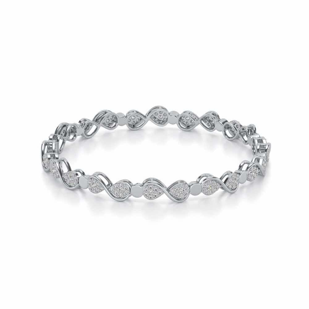 Leeway Silver Bangles - White Gold - Image 2