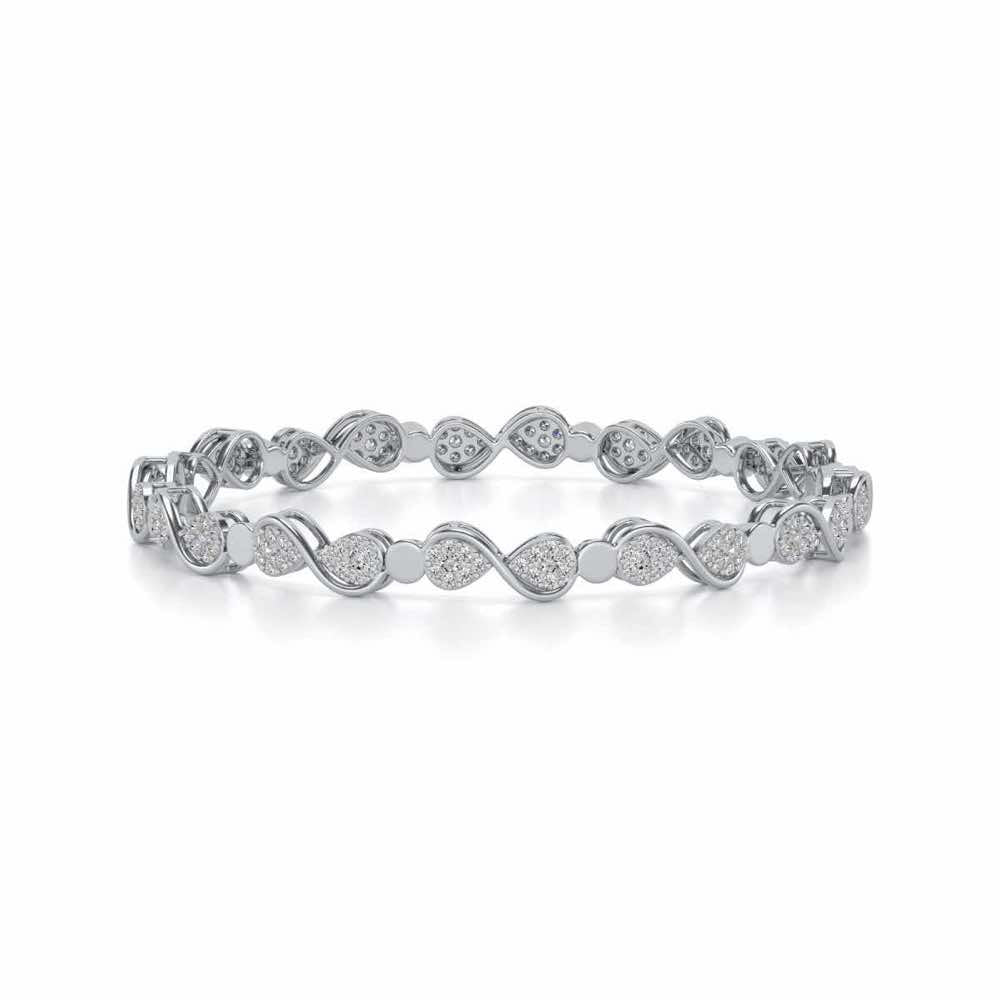 Leeway Silver Bangles - White Gold - Image 4