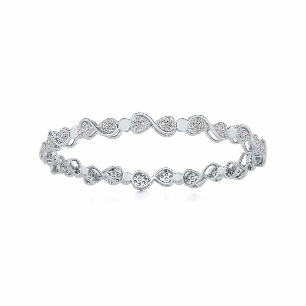Leeway Silver Bangles - White Gold - Image 5