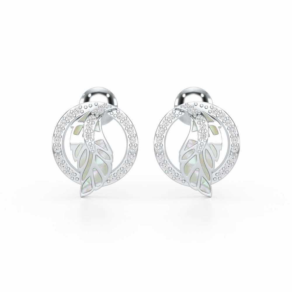 Legacy Shine Silver Stud Earrings - White Gold - Image 1